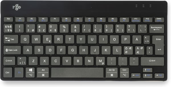 R-Go Compact Break - ergonomisk tastatur med pauseprogramvare, trådløs, sort