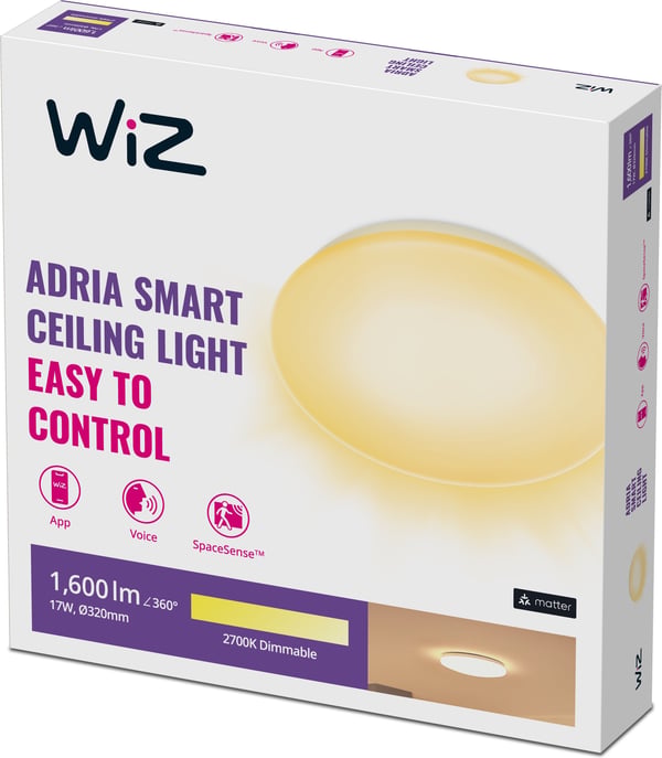 WiZ Adria - loftlampe, rund, 17 W, 2700K, dæmpbar