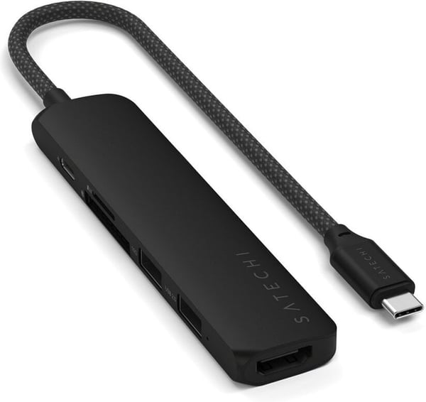 Satechi 6-i-1 USB-C Slim Multiport-adapter, sort