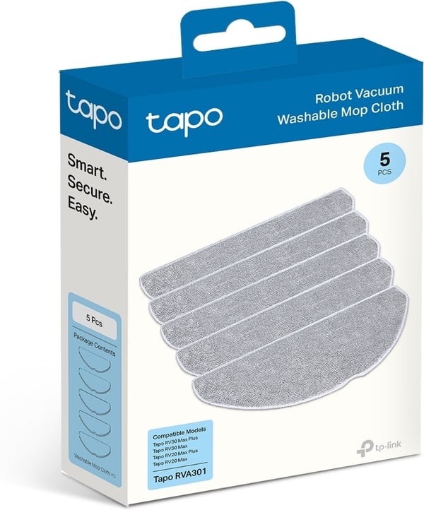 TP-Link Tapo RVA301 tvättbar moppduk för robotdammsugare, 5 st