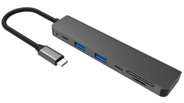 Fuj:tech Slim USB-C-hubb med 100 W PD-laddning, 5 portar