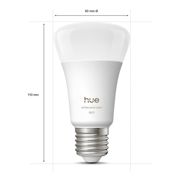 Philips Hue LED-smartlampa, Vit och färgambians, E27, 810 lm, 4-pack