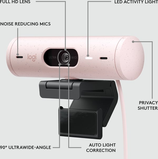 Logitech Brio 500 webcam, rosa