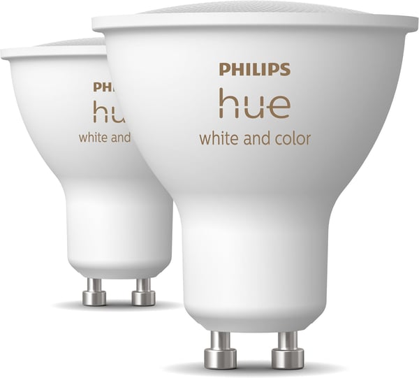 Philips Hue -LED-pære, BT, Hvid og farve stemning, GU10, 4,2 W, 2-pak
