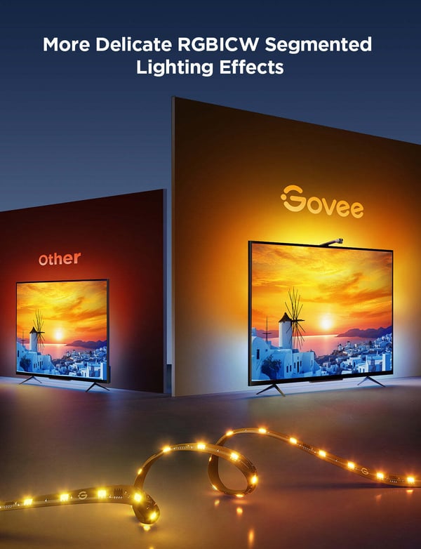 Govee TV Baggrundsbelysning 3 Lite - LED-lysslynge til 55 - 65" tv-apparater