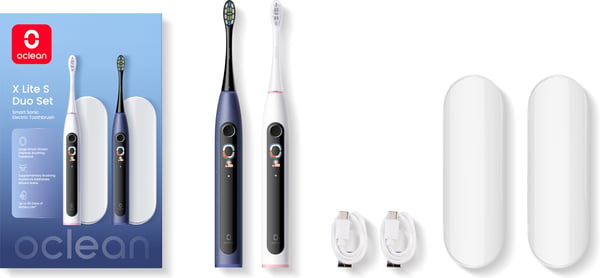Oclean X Lite S Duo Set eltandborstar för två, blå och grå