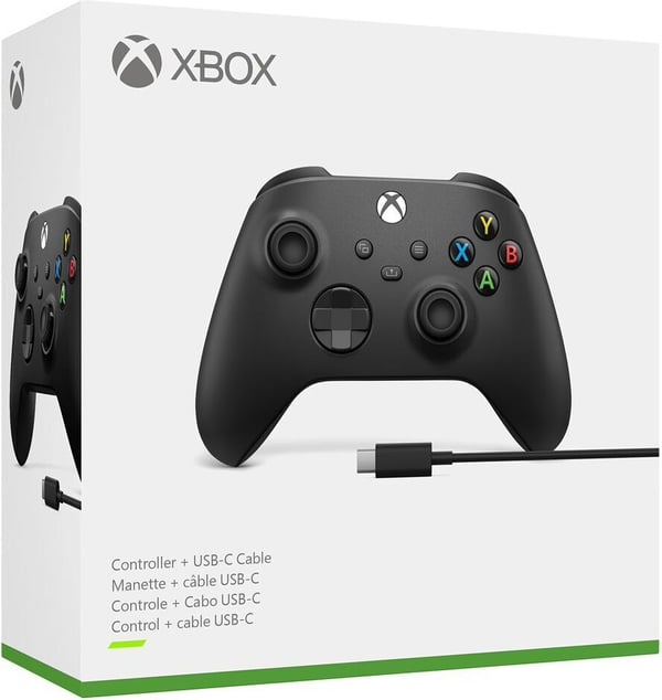 Microsoft Xbox trådlös kontroller + kabel, svart