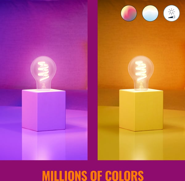 WiZ smartlampe, E27, A60, RGB, Wi-Fi, 2200-6500 K, 470 lm, klar, 1 stk.