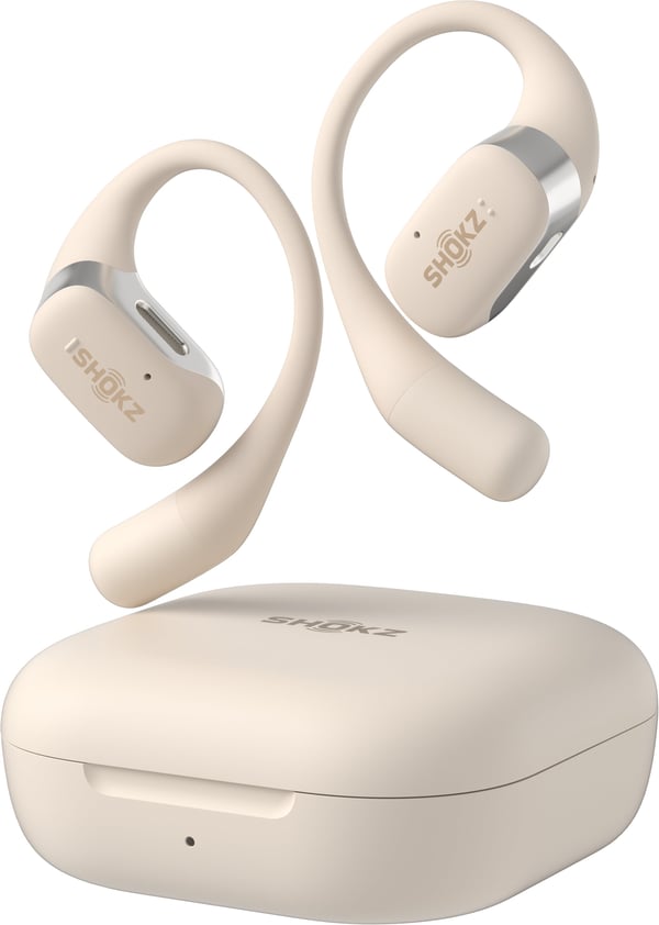 Shokz OpenFit trådløse høretelefoner, beige