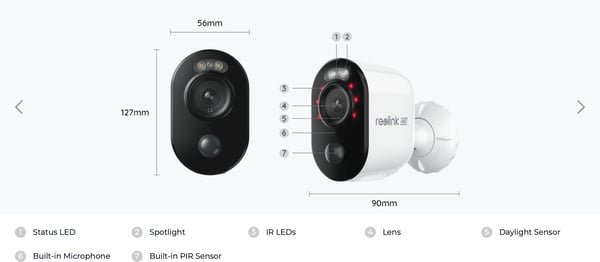 Reolink Argus 3 Ultra, 8 MP-overvågningskamera til indendørs og udendørs brug, hvid