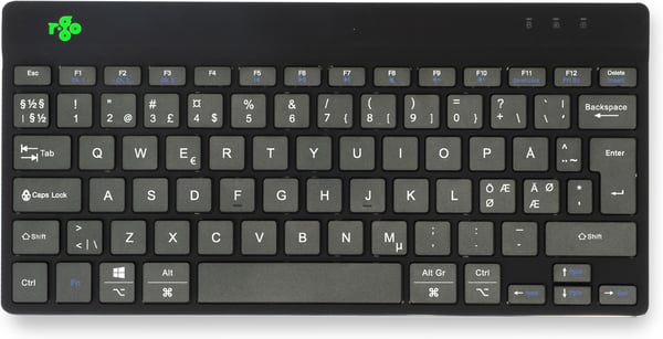 R-Go Compact Break - ergonomisk tastatur med pauseprogramvare, trådløs, sort