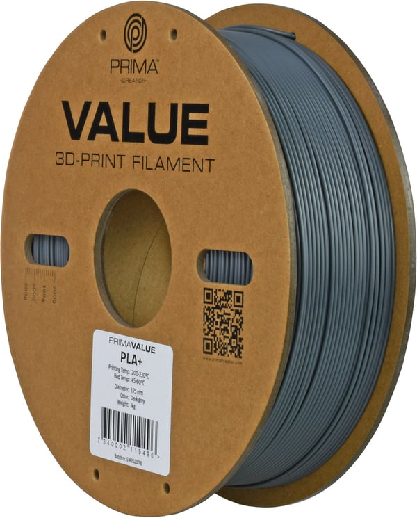 PrimaValue PLA+ -filament för 3D-skrivare, 1.75 mm, mörkgrå