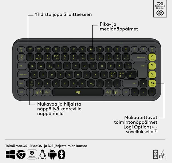 Logitech POP Icon Combo -tastatur og mus, grafit
