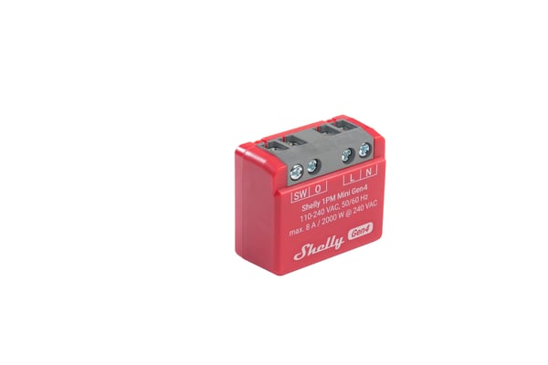 Shelly 1PM Mini Gen4 smart switch, röd