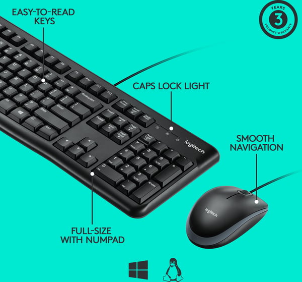 Logitech MK120 -tastatur og mus
