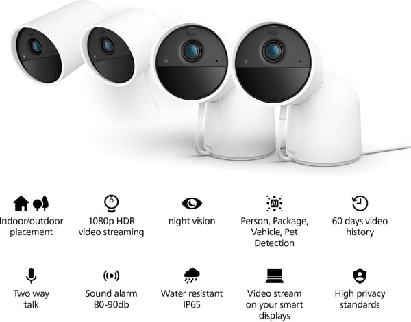 Philips Hue Secure overvågningskamera, trådbunden, bordstativ, hvid, 1 stk.