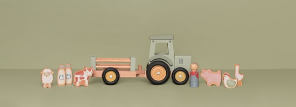 Little Dutch Little Farm -trætraktor + trailer