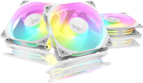 Asus TUF Gaming TR 120 ARGB Reverse PWM-fläkt, 120 mm, vit, 3-pack