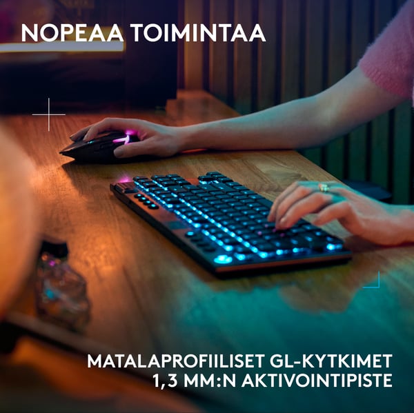 Logitech G915 X LIGHTSPEED TKL - lavprofil gaming tastatur, Taktil-kontakter, sort