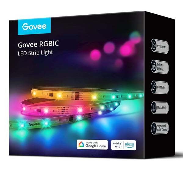 Govee RGBIC Basic Wi-Fi + Bluetooth LED-remsa, 10 m
