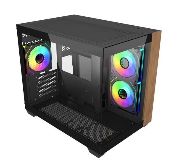 Cooler Master Elite 481 Wood micro-ATX chassi, svart