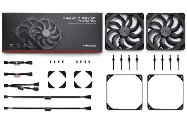 Noctua NF-A14x25 G2 PWM Sx2-PP chromax.black fläkt, 140 mm, 2 st