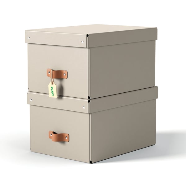 Leitz Puro förvaringslåda med lock, storlek M, 17 l, 2 st, beige