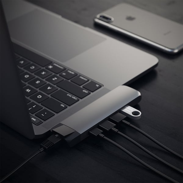 Satechi USB TypeC Pro Hub 4K HDMI og Ethernetadapter, Space Gray