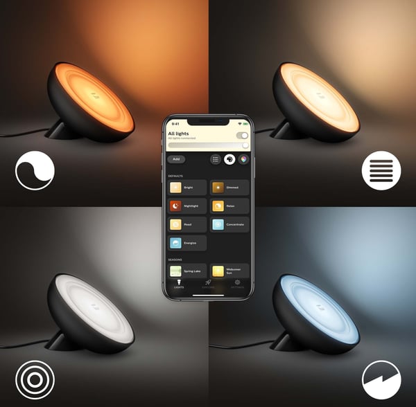 Philips Hue Bloom hvid og farve atmosfære - Smart bordlampe, sort