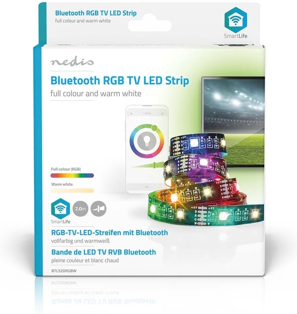Nedis SmartLife - LED-lysstrope, varmhvid + RGB, bluetooth, 2 m