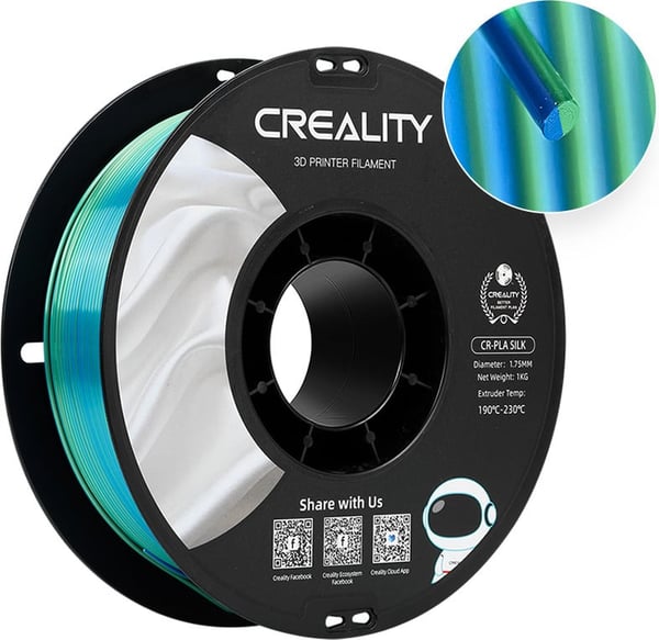 Creality CR-PLA Silk -filament til 3D-printere, 1,75 mm, blå/grøn