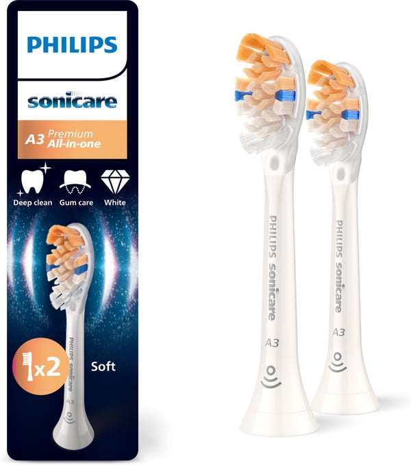 Philips Sonicare A3 Premium All-in-One reservborstar, 2 st, HX9092/87