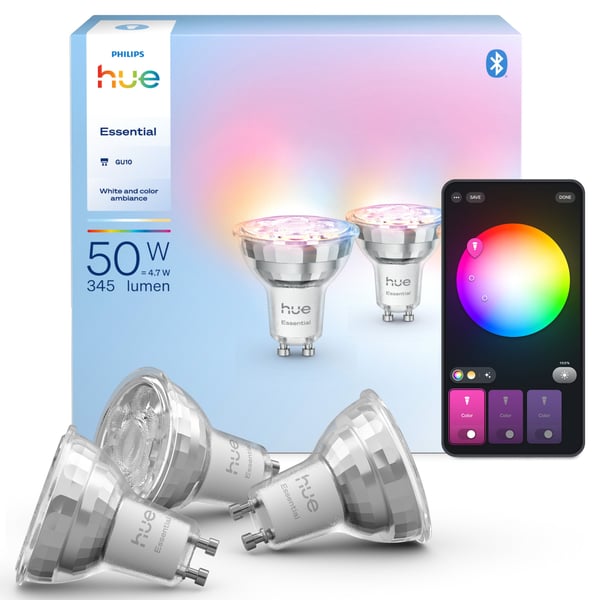 Philips Hue Essential smart spotlampa, White and color ambiance, GU10, 345 lm, 3-pack