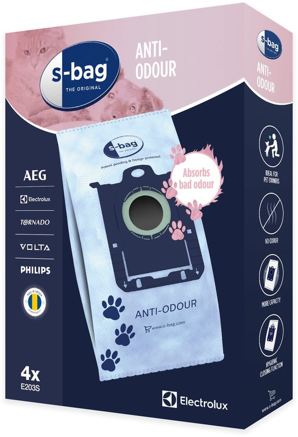 Electrolux Anti-Lugt E203S S-Bag -støvsugepose, 4 stk.