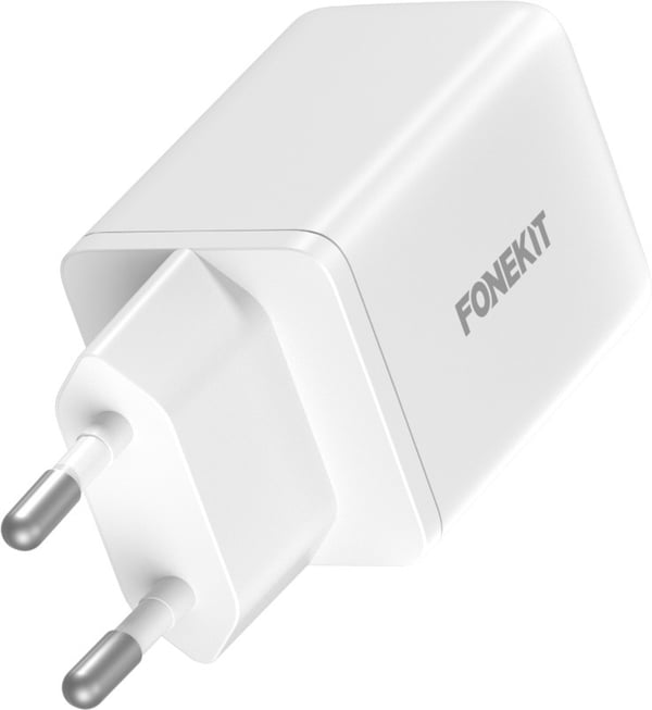 FoneKit GaN PD 48W -väggladdare, USB-C + USB-A, vit