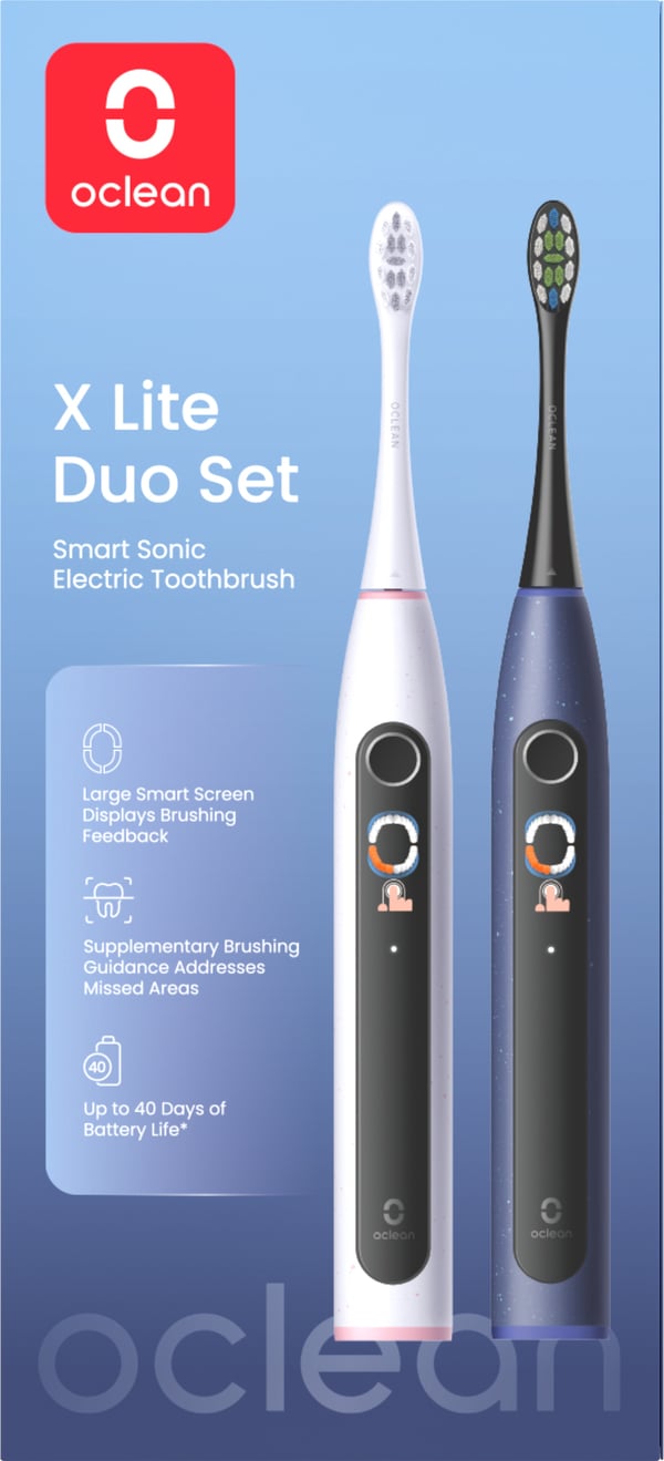 Oclean X Lite Smart Sonic Duo Set - eltandbørste, grå og blå