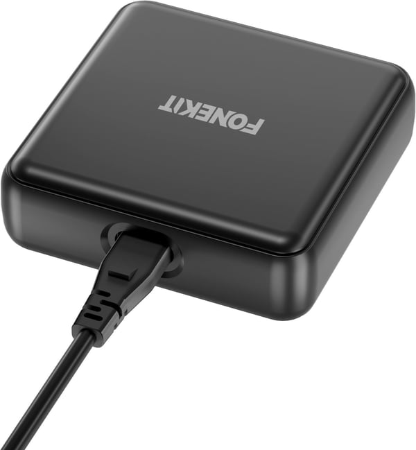 FoneKit GaN PD 200W -nätadapter, USB-A + 5 x USB-C, svart