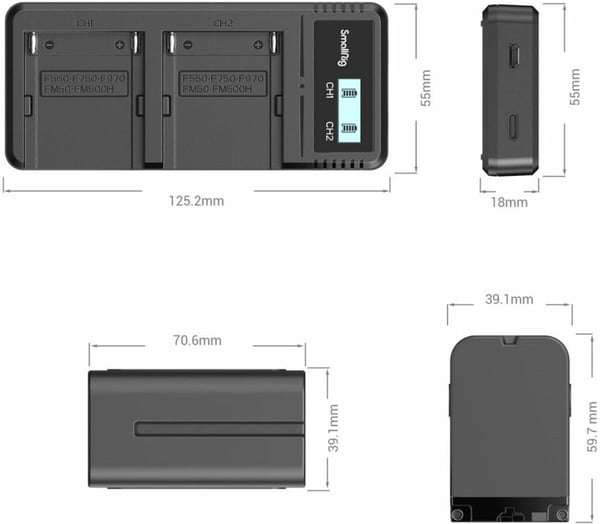 SmallRig 3823 NP-F970 batteri + oplader
