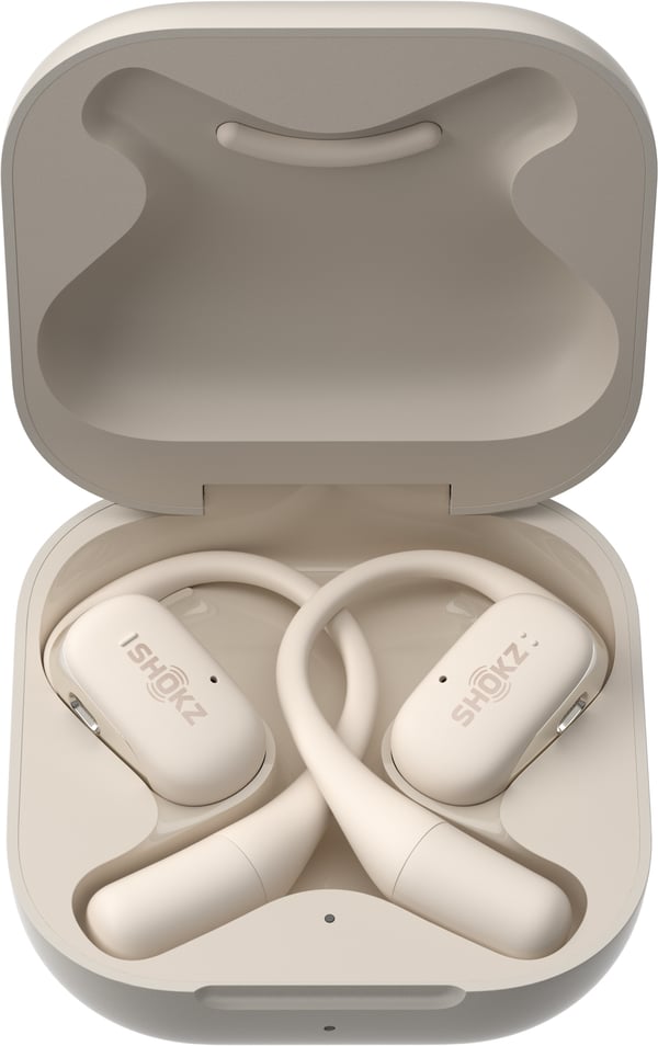 Shokz OpenFit trådløse høretelefoner, beige