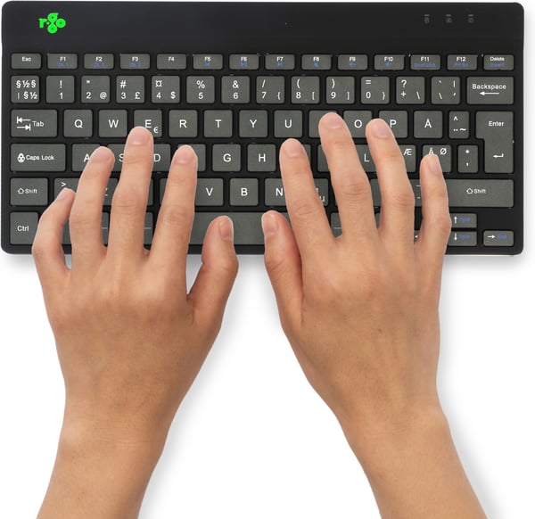 R-Go Compact Break - ergonomisk tastatur med pauseprogramvare, trådløs, sort
