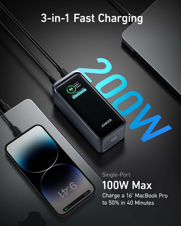 Anker Prime 200W bærbar strømforsyning, 20000 mAh