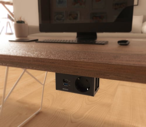 DELTACO strømpanel, 1 stik, 1x21W A+C USB-lader, GST18-kontakt