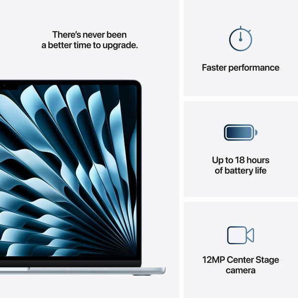 Apple MacBook Air 15" M4 16 GB, 512 GB 2025 - bärbar, himmelsblå (MC7C4)