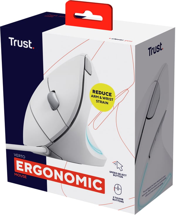 Trust Verto ergonomisk vertikal mus, vit