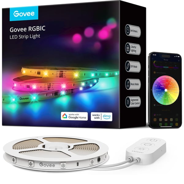 Govee RGBIC Basic Wi-Fi + Bluetooth LED-remsa, 10 m