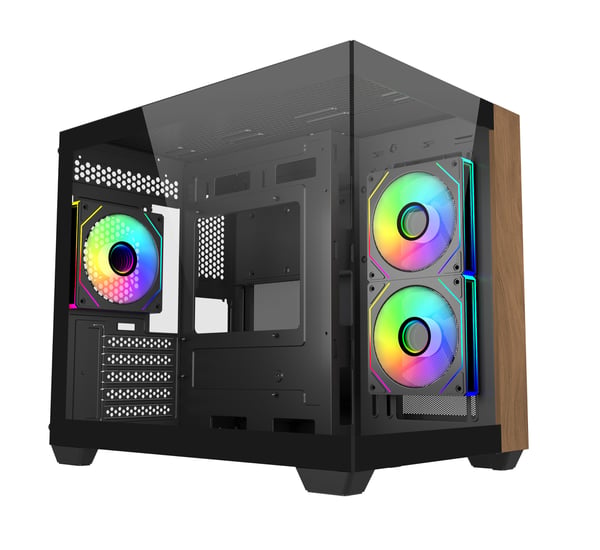 Cooler Master Elite 481 Wood micro-ATX chassi, svart