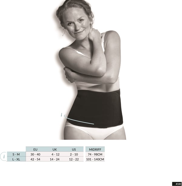 Carriwell Post Birth Belly Binder - efter förlossningen mageband, svart, storlek S/M