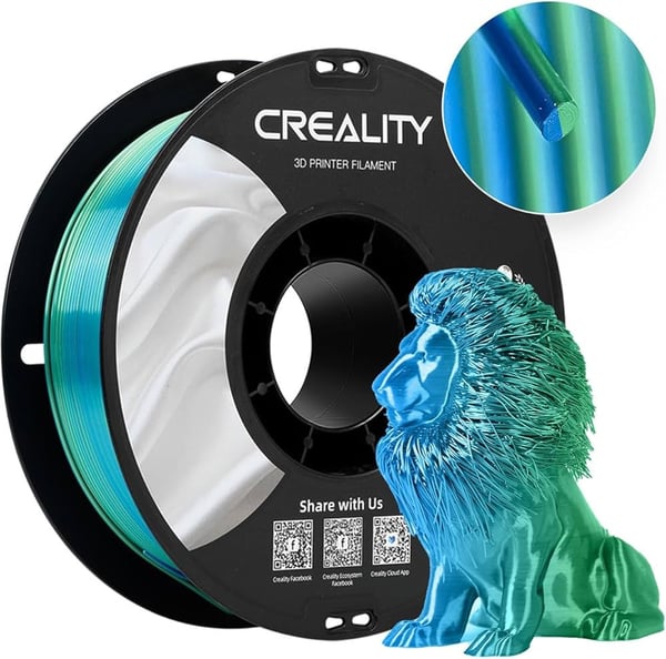 Creality CR-PLA Silk -filament til 3D-printere, 1,75 mm, blå/grøn