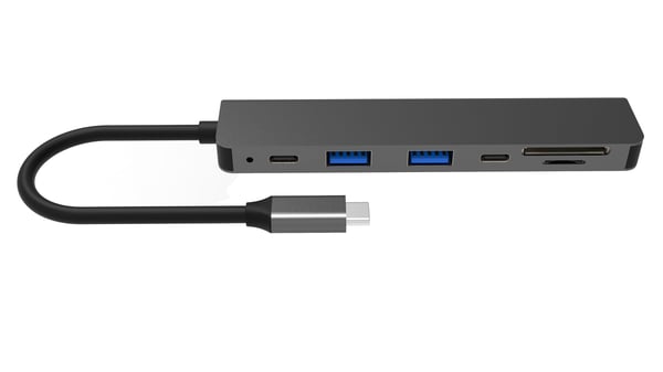 Fuj:tech Slim USB-C-hubb med 100 W PD-laddning, 5 portar