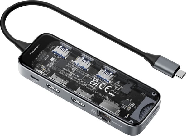 Deltaco Transparent - gennemsigtig USB-C-hub